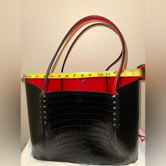 Christian Louboutin Black and Red Crocodile Texture Tote - Picture 15 of 15